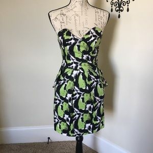 Lime Green Avant Garde Ruche Sweetheart Tube Dress